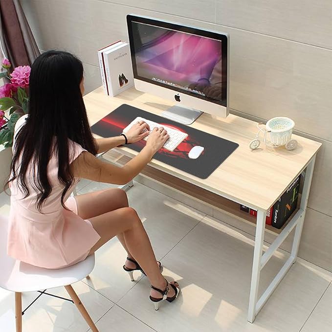 Crimson Moon Night Mouse Pad Desk Pad, 27.5x11.8 in Large Mouse Pad Extended Keyboard Mousepad with Stitched Edges, Waterproof Non-Slip Rubber Base for Office Computer Laptop Home