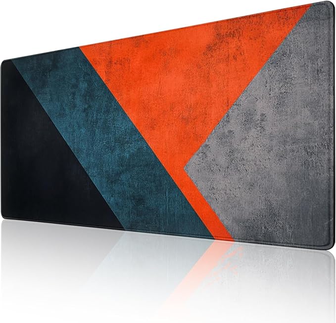 Modern Art Extended Mouse Pad 48" x 24", Abstract Design Desk Mat, Non-Slip Rubber Base, Large Surface for Gaming and Office, Durable, Waterproof, Vibrant Geometric Colors