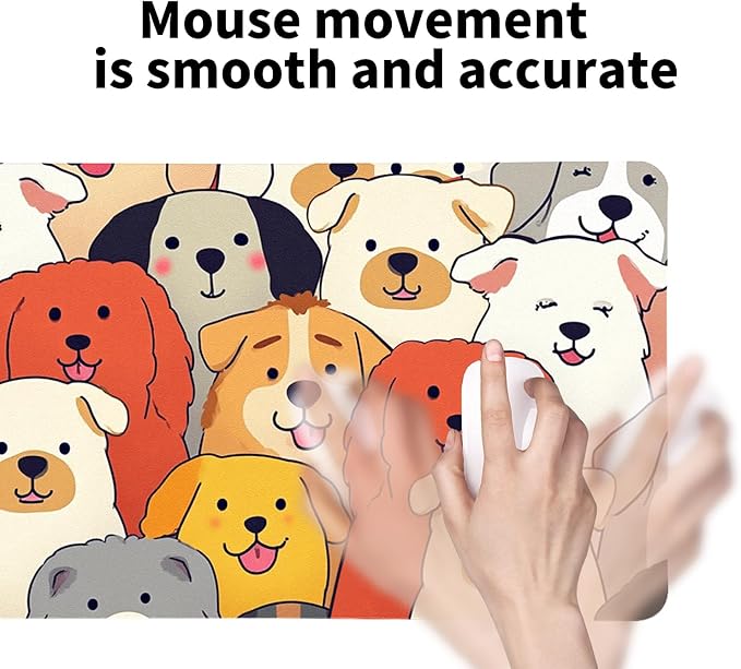 Positively Adorable Dog Desk Mat - （31.5 * 15.75in） Desk Pad, Large Non-Slip PU Leather Pad for Aesthetic Home Office & Gaming,A Gift for Dog Lovers