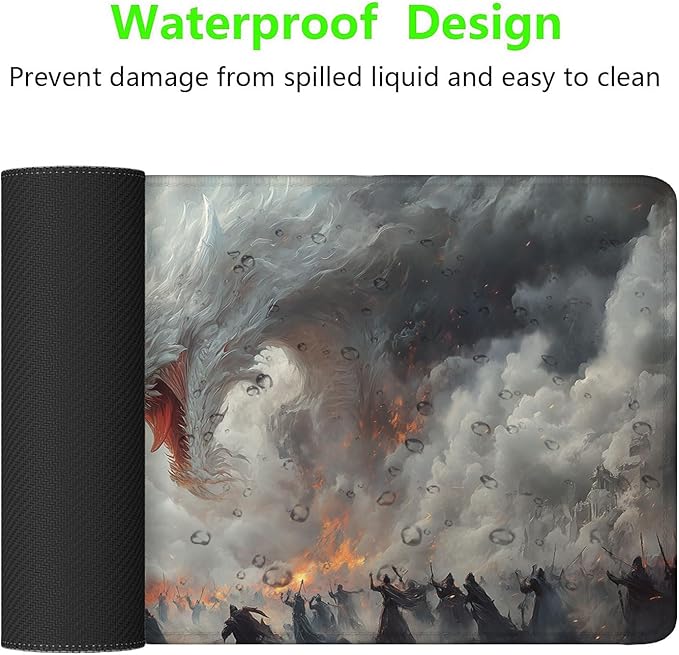 Dragon Extended Large Gaming Mouse Pad Mat, 31.5"x11.8", Polyester, Non-Slip Base, Stitched Edge