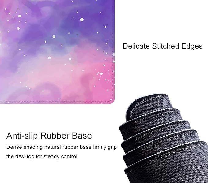 Purple Starry Sky Large Gaming Mouse Pad Keyboard Desk Pad Extended Mouse Pad Gaming Office Decor, PC Laptop Mouse Pads Large (31.5x151.8 in) with Stitched Edges Non-Slip Base Mousepad XL