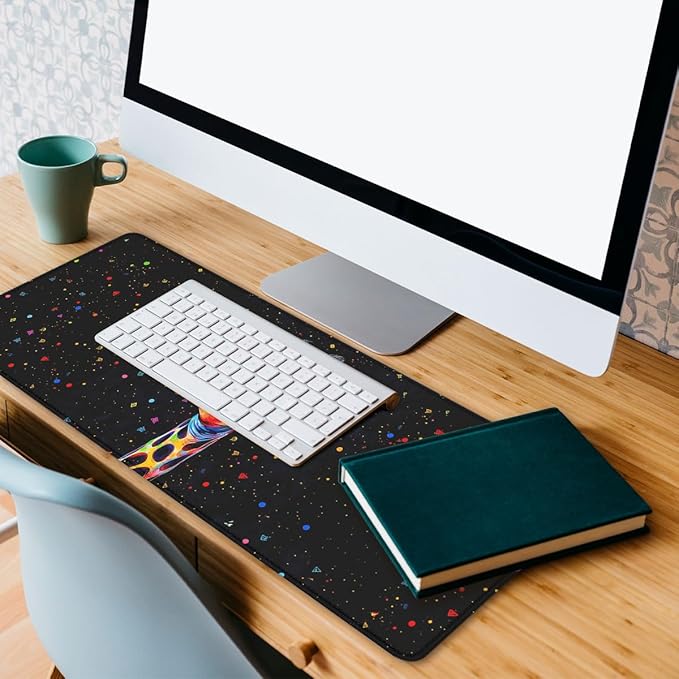 Colorful Giraffe Gaming Mouse Pad Abstract Neon Animal Pop Art Mousepad XL Large Gaming Mouse Pad Laptop Keyboard Mat Desk Pad 31.5"x11.8"
