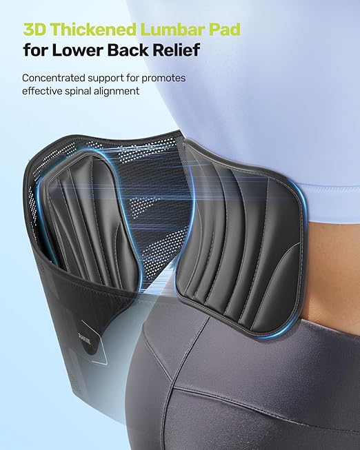 RAKIIE Back Brace for Lower Back Pain Women Men, Ergonomic Support Brace with Lumbar Pad, Adjustable Straps and Soft Breathable Mesh Fabric, Lumbar Support Belt Relief from Sciatica, Gray Size M (Waist: 33.5"-39.4")