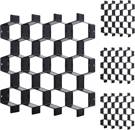 Honeycomb drawer organizer and divider, underwear, socks, tie sorter, office supplies and sundry sorting 32 pieces (Black)