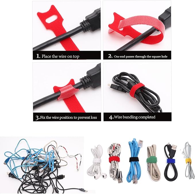 60 Pieces Cable Labels & Reusable Hook and Loop Fastening Ties Set - 30 Pieces Cord or Wire Labels & 30 Pieces Labels for Electronic Cords, Home & Office Cord Management