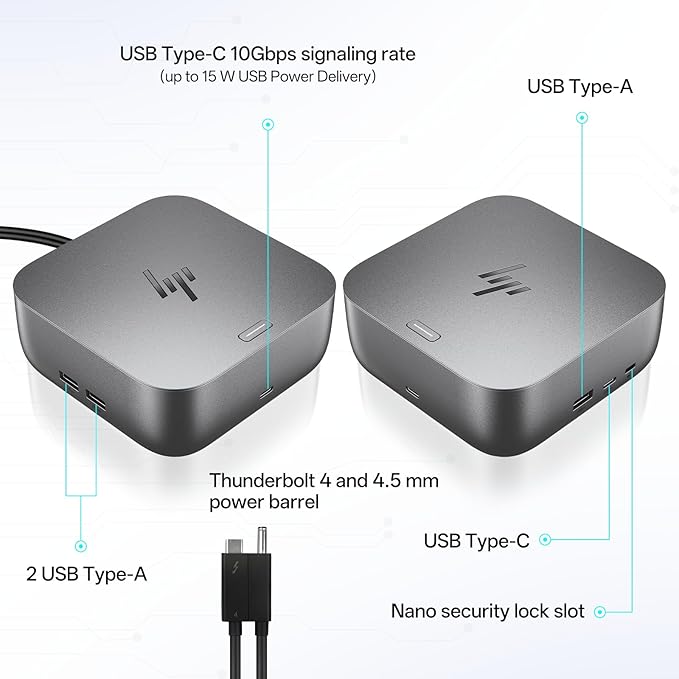 HP Docking Station for Laptop Dual Monitor and Charging Bundle - HP Thunderbolt 4 Ultra 180W G6 Dock with 180W AC Adapter, HDMI & DP Cable & USB-C Cable