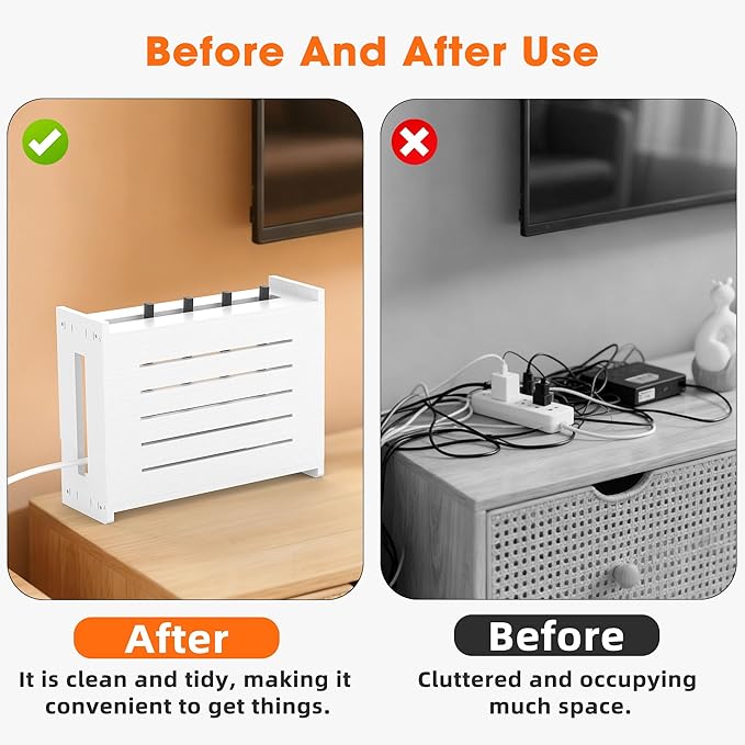 Wooden WiFi Router Storage Box, Wall-Mounted Router Hider with Cable Management System, Countertop Modem Shelf Hider Cover, Home Organization Solution for Most Size Routers, Need Assembly