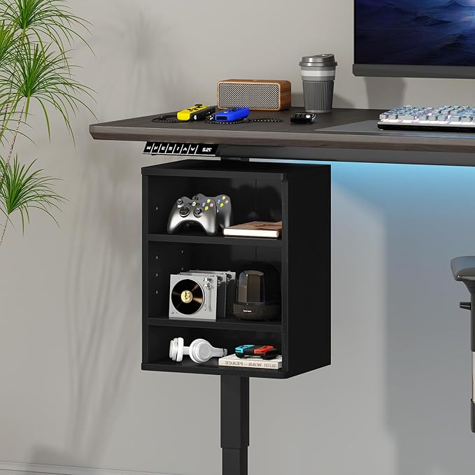 IBUYKE Under-Desk Storage Cabinet Adjustable Cabinet Fits with Standing Desks & Any Desk Legs Clamp-on Shelf for Office and Gaming Room for Elevating Your Workspace UTMZ012B