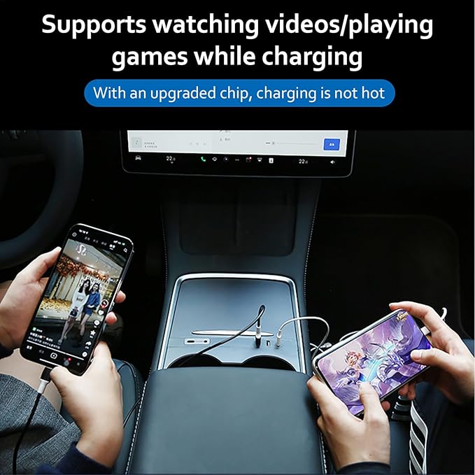 Car USB Hub Charger for Tesla Model Y 2021-2024 and Model 3 2021-2023,Fast Charging,Center Console Multiport Phone Charger Docking Station Adapter Accessories(Not Fit Model 3 2024)