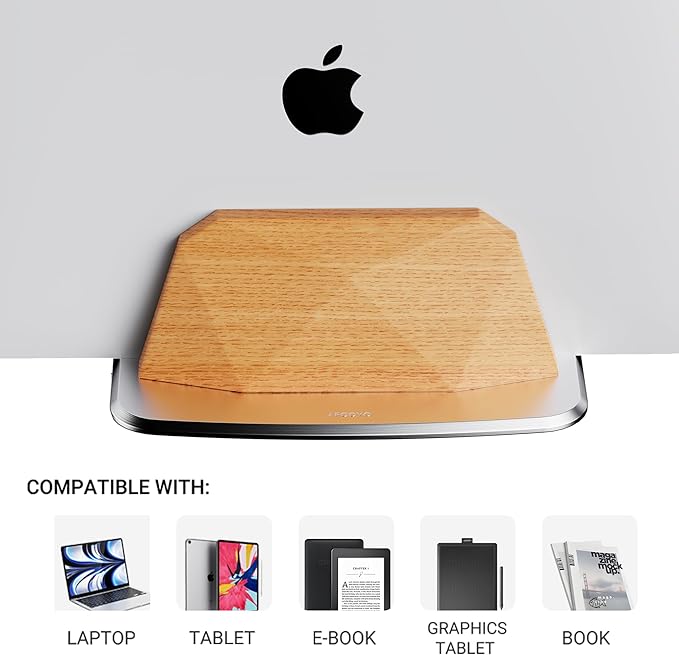 AFOOYO Vertical Laptop Stand - Dual Slots Wooden Adjustable Laptop Holder,Desktop Dock Compatible with All MacBook, Surface,Chromebook,Dell & More(Beechwood)