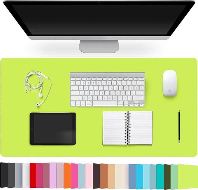 Leather Desk Pad Protector,Non-Slip Desk Pad,on-Slip PU Leather Large Mouse Pad,Easy Clean Desk Protecor Mat,Writing Pad for Office Work/Home/Decor(Kiwi Green, 23.6" x 13.7")