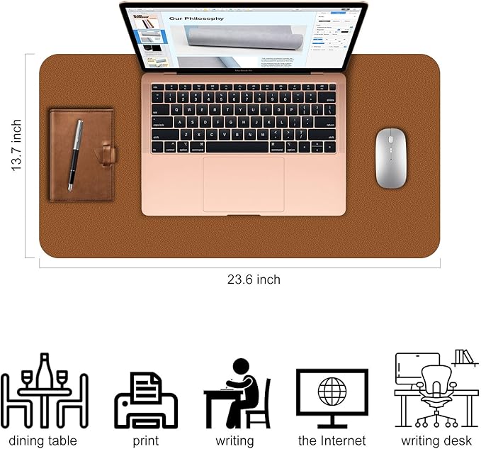 Desk Pad,Large Mouse Pad, Non-Slip PU Leathers Writing Pad,Desktop Protection Pad,Computer Desk Pad, Waterproof Table Mat, Desk Mat for Office and Home Writing (23.6"x 13.7")