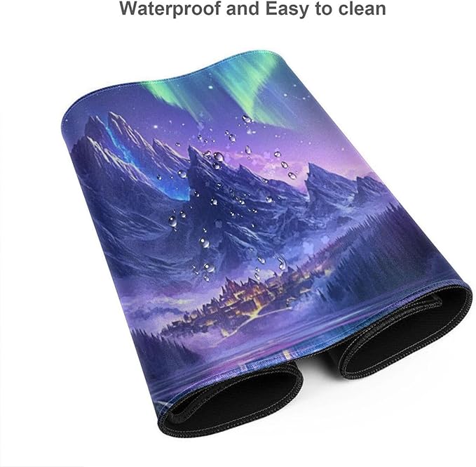 Extended Mouse Pad Large Gaming Mouse Pads - Aurora Painting Northern Lights Mountains Stars Desk Pad Computer Desk Mat Non-Slip Mousepad for Game Players, Office, Study (48" x 24")