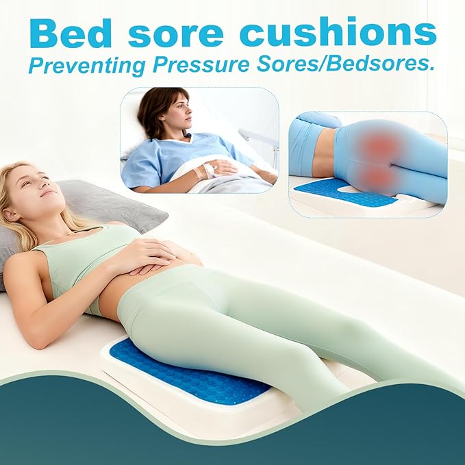 Gel Wheelchair Seat Cushion,Bed Sore Cushions for Butt,hemorrhoid Pillow,Sciatica,Coccyx,Pressure Sore&Ulcer Pain Relief Butt Pillow for Office Chair(Black-Set)