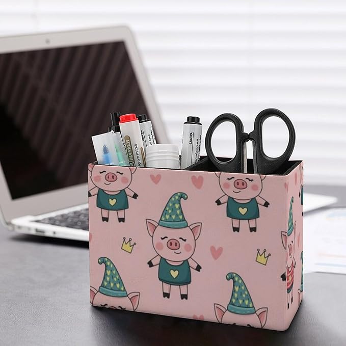 Square Pencil Container for Home Office Cute Pig Pink, Stylish and Functional Solution