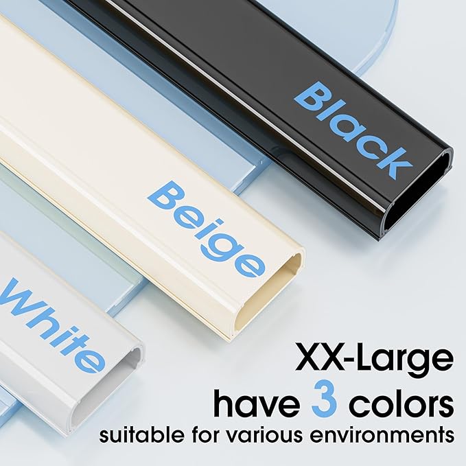 47in XX-Large Beige Cord Hider Wall Mounted TV, Pre-drilled Cord Cover, Wire Hiders for TV on Wall, Paintable Cable Cover, W2.36in H0.75in