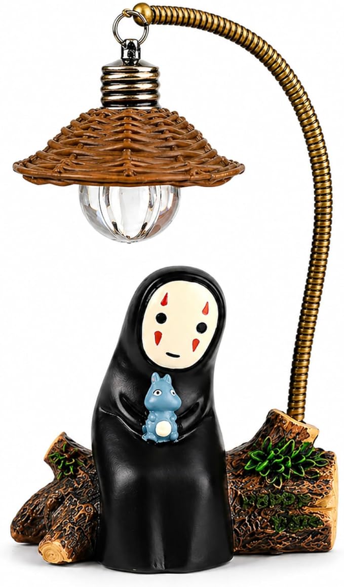 OVANUS No Face Lamp, No Face Night Light, Mini Resin Anime Desk Lamp, Battery Operated Cute Room Decor Gift for Bedroom Shelf Office