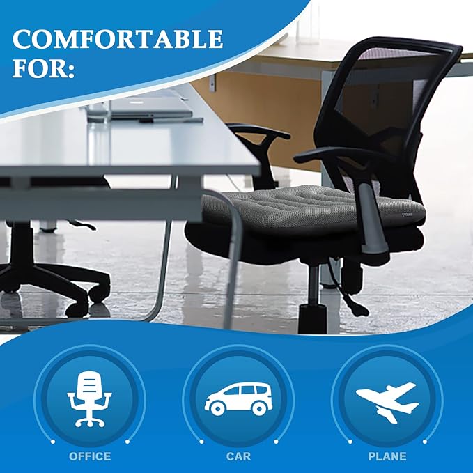 SINOSSO Excellent Support Effect Office Chair Cushion 1 Pack, Luxury Air Mesh Breathable Non-Slip Desk Computer Seat Cushion, Kitchen Dining Room Square Chair Pad (1 Count, Beige)