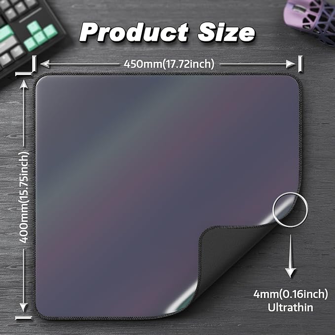 ATTACK SHARK CM03 Gaming Mouse Pad for Esports Speed Large Mouse mats Waterproof Surface and Anti-Slip Rubber Base Size XL Holographic Rainbow Coated 17.72” x 15.75” x 0.16” Gradual Gray