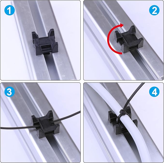 25 Pieces Plastic Cable Zip Tie Mounting Blocks, Drop-In Base Mounts for 15 or 40 Series Aluminum T-Slot Extruded Profiles Wire Management