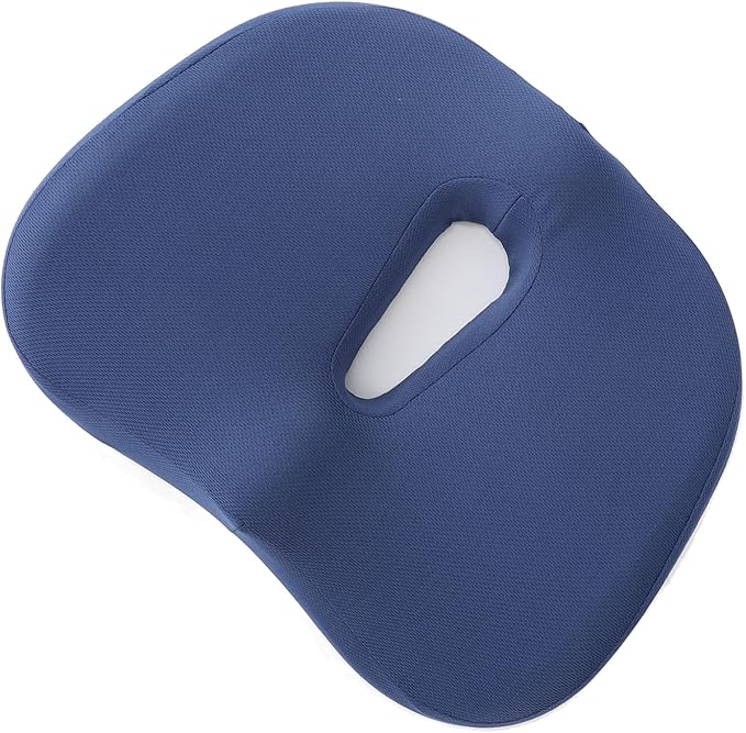Memory Foam Seat Cushion Breathable Hollow Core Orthopedic Sitting Pillow Pad for Office Car Home (Navy Blue)