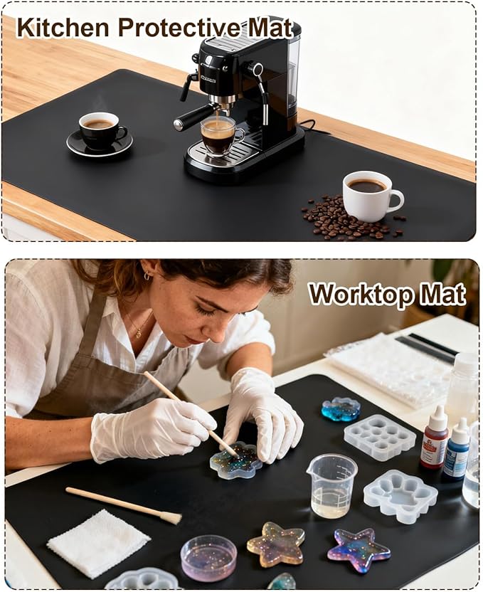 Large Crafting Silicone Mat, 24"x36" x1.5MM Inch Artist Work Mat for Jewelry Making, Epoxy Resin, Painting, Scrapbooking, Heat Resistant Nonstick Surface and Table Protector for DIY, Black