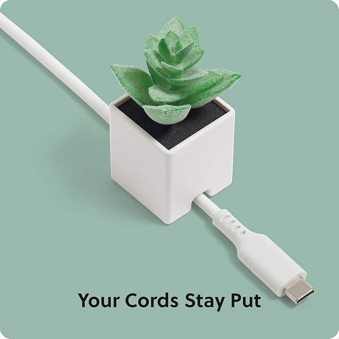 U Brands Succulent Cable Organizer Clips 3 Pack, White ABS Plastic Adhesive Cord Holders, Decorative Desk Cable Management Accessories for Home and Office