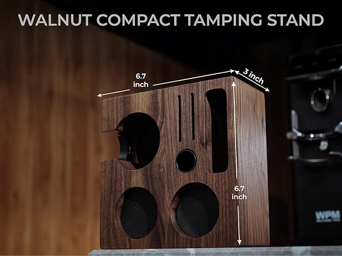 Walnut Espresso Tamping Station 54mm for Breville – Coffee Accessories Organizer Tamper, Distributor Portafilter Holder Stand, Espresso Tools Storage
