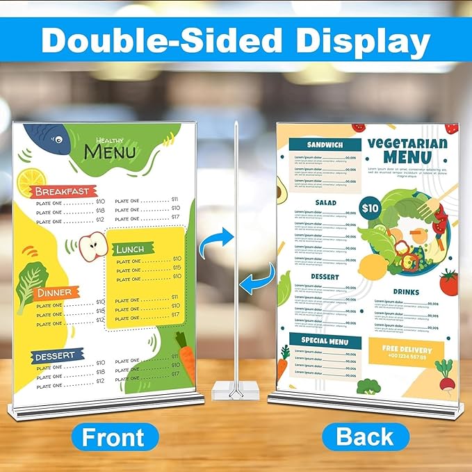 EHWINE 4 Pack Acrylic Sign Holders 5x7 Double-Sided Tabletop Display Stands for Menus Flyers & Signs, Clear Acrylic Picture Frame for Office Business Store & Events