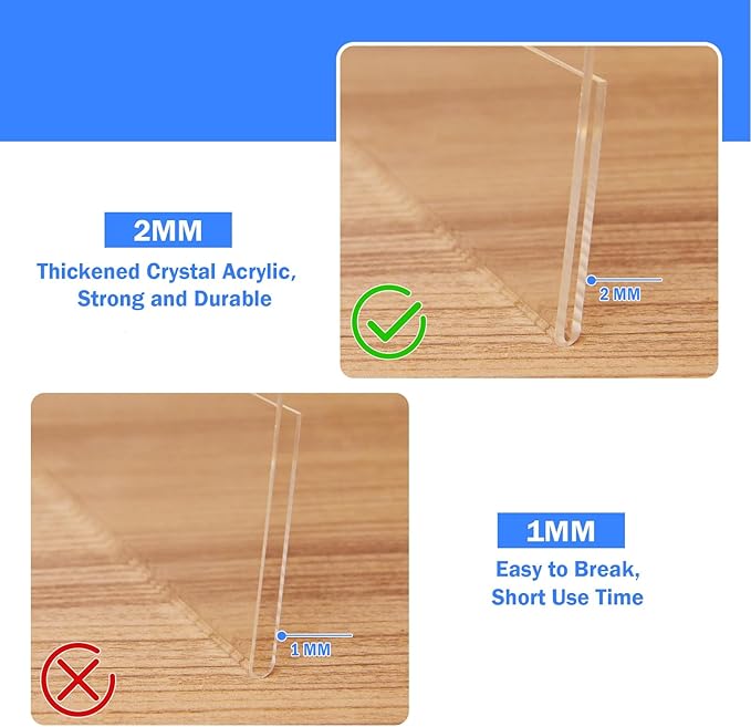 12 Pack Acrylic Sign Holder 8.5 x 11 Horizontal Slant Back Acrylic Stands for Display Plexiglass Clear Acrylic Display Stands for Ad Frame, Picture Photo Frames, Promotions, Restaurants, Office