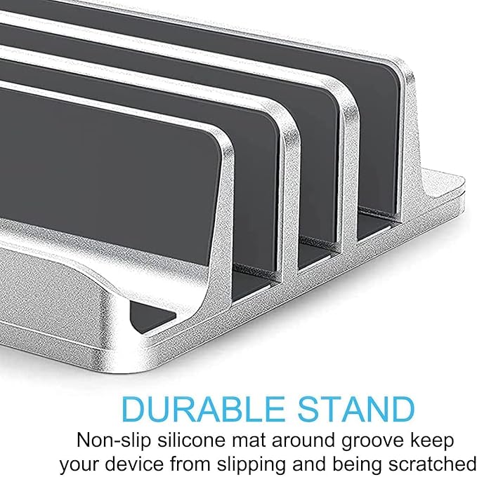 Vertical Laptop Stand 3 Slots [Updated Version], Desktop Stand Holder with Adjustable Dock, 4 in 1 Design Space-Saving Laptop Stand for Desk MacBook/Surface/Samsung/HP/Dell/Chrome Book