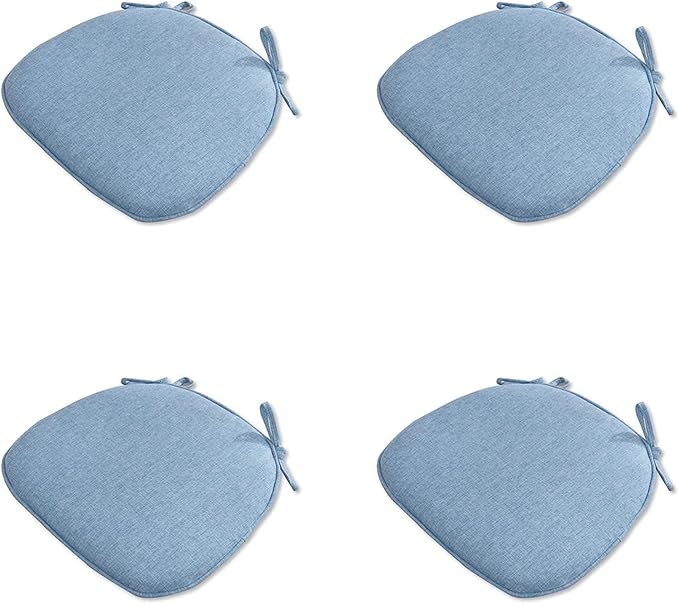 U Shaped Chair Cushion Cover with Ties for Dining Chair Pad Set of 4 Linen Thick Non Slip Seat Cushion for Kitchen Living Room Office Chair Decor Machine Washable 17"x 16" (Light blue, 4)