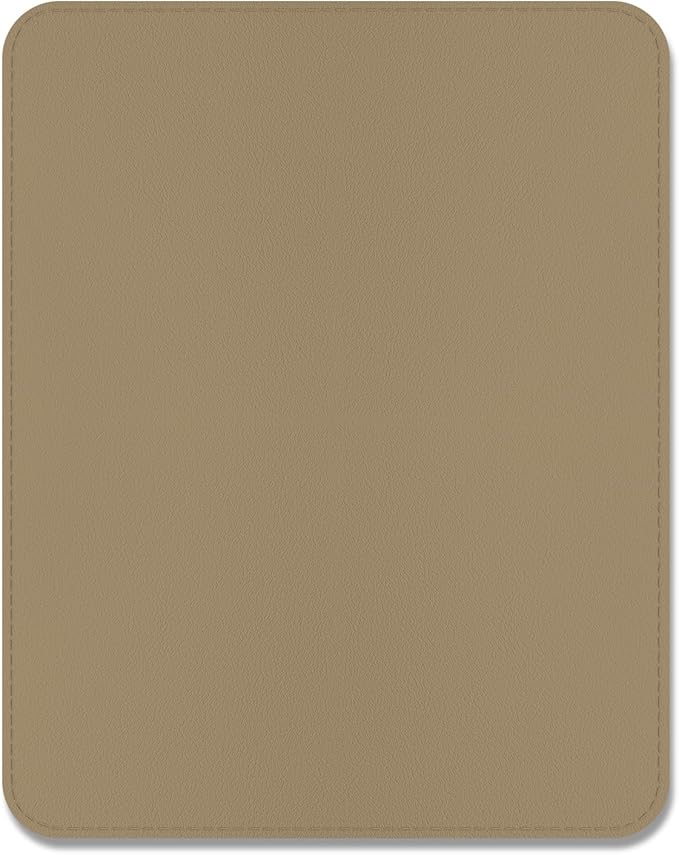 Leather Mouse Pad, Office Mouse Mat Non-Slip Rubber Base Stitched Edge Washable Waterproof Rectangular Mousepad for Office Gaming PC Laptop, 9.8" x 7.9", Apricot