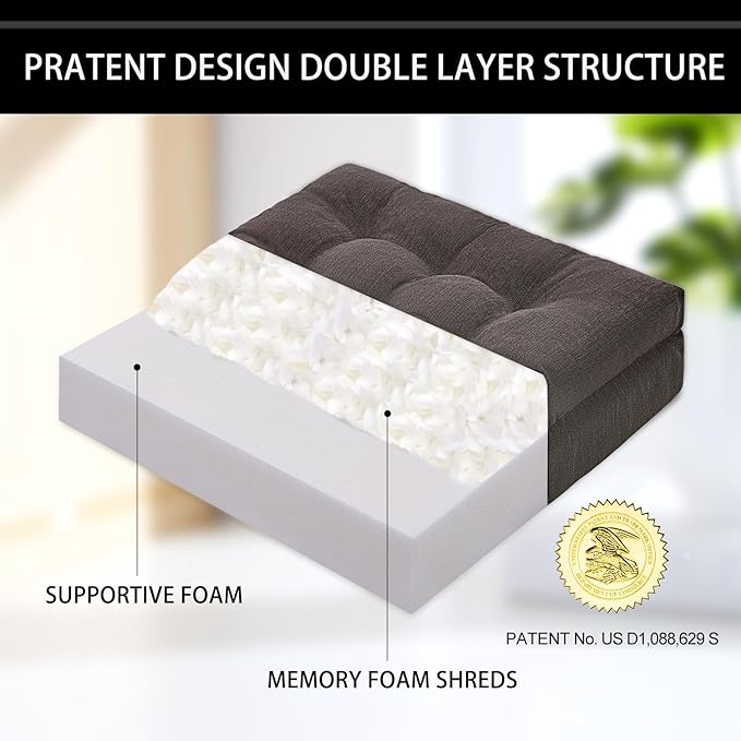 Recliner Cushions for Elderly with Lumbar Support, Patent Design 20x20x4 Inch Thick Chair Cushion Soft Tufted Dual Layer Booster Seat Cushions for Seniors Recliner Risers Taupe 1 Set