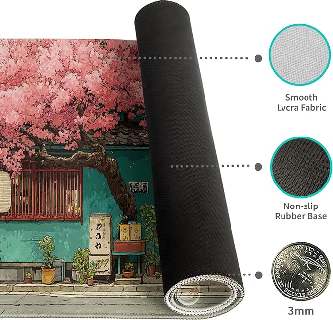 Desk Mat Mouse Pad Gaming Desk Pad XL Large Mouse Mat Office Decor Accessories (Sakura car)