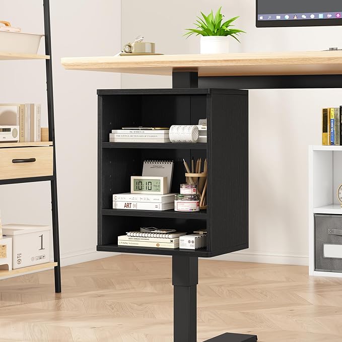 IBUYKE Under-Desk Storage Cabinet Adjustable Cabinet Fits with Standing Desks & Any Desk Legs Clamp-on Shelf for Office and Gaming Room for Elevating Your Workspace UTMZ012B