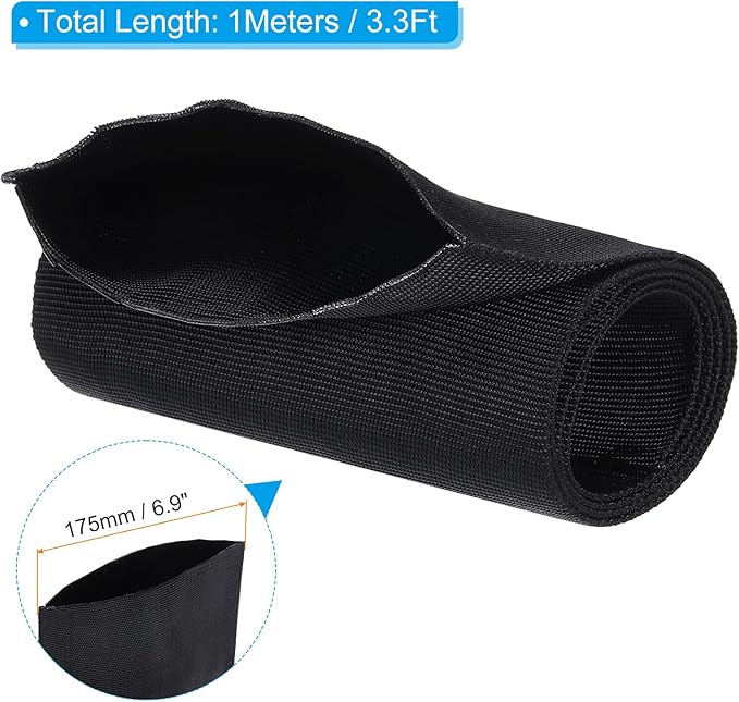 PATIKIL 4.3" Dia 3.3FT Nylon Protective Hose Sleeve, Cable Cover Sheath Protection for Welding Tig Torch Hydraulic Hose, Black