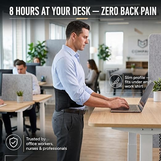 Back Brace for Lower Back Pain Relief, Wide Lumbar Support Belt for Men & Women, 5 Removable Metal Stays, Herniated Disc, Sciatica, Work & Lifting, Breathable Back Support (Large 39"-44.9")