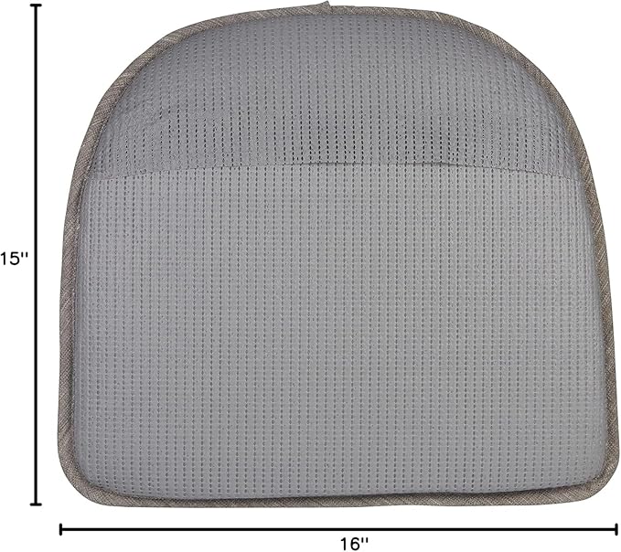 Klear Vu Raindrop The Gripper Non Slip Chair Cushions, Soft & Comfortable Seat Pad, Sitting Pillow for Kitchen, Dining or Office, 2 Count (Pack of 1), Steel Gray