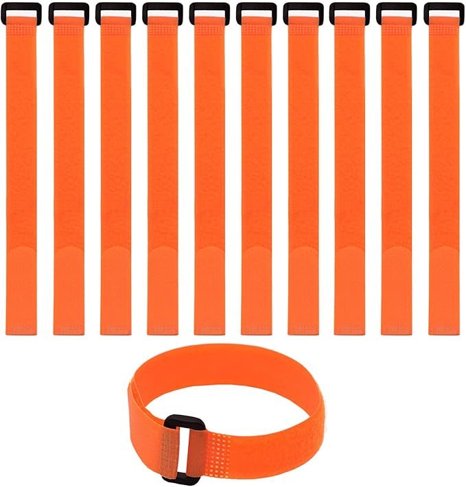 10 Pack (12 x 0.8 Inch) Reusable Fastening Cable Straps Orange Color,Adjustable Multi-Purpose Hook and Loop Straps Nylon Cable Ties for Wire Cable Management Home Office Garage Organization