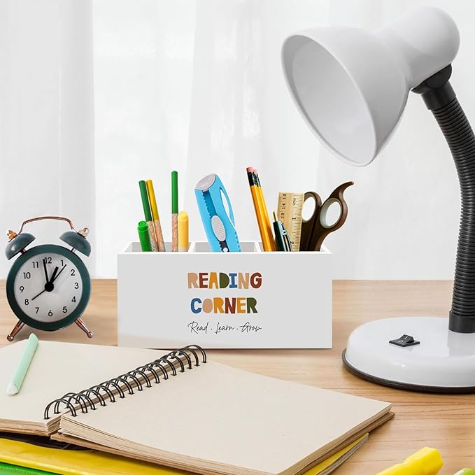 Boho Reading Corner Pen Pencil Holder for Desk, Boho Classroom Office Desk Accessories, Reading Nook Holders Organizer for Kids Library Classroom Nursery