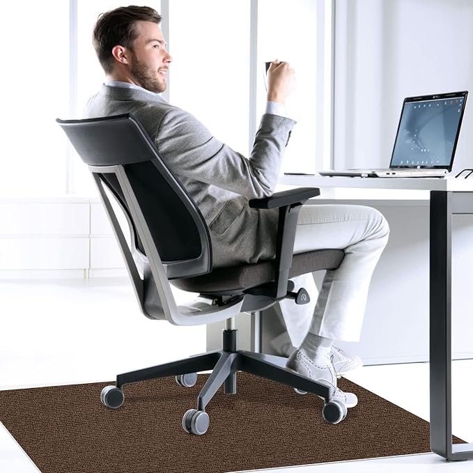 Sycoodeal Office Chair Mat for Hardwood Floor,Office Computer Gaming Chair Mat for Tile Floor,Large Floor Protector Rug,Anti-Slip,Easy to Clean,Coffee(48"x36")