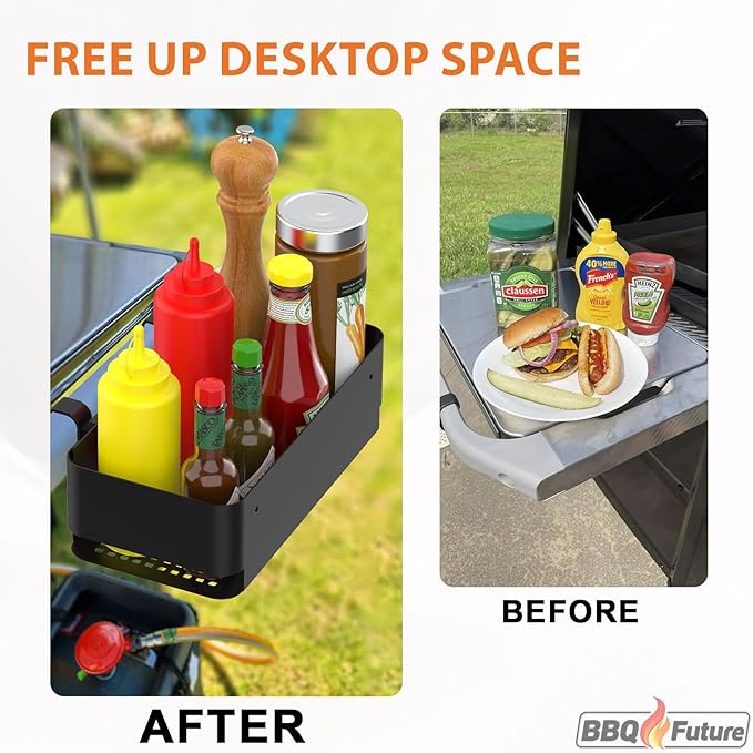 Organizer Kit for Weber Grills - Condiment Caddy, Paper Towel Holder for Weber Slate Griddle and Spirit Series(2025 Models) Grills, 3400105 Grill Accessories for Works Side Rail, Barbecue Utensils