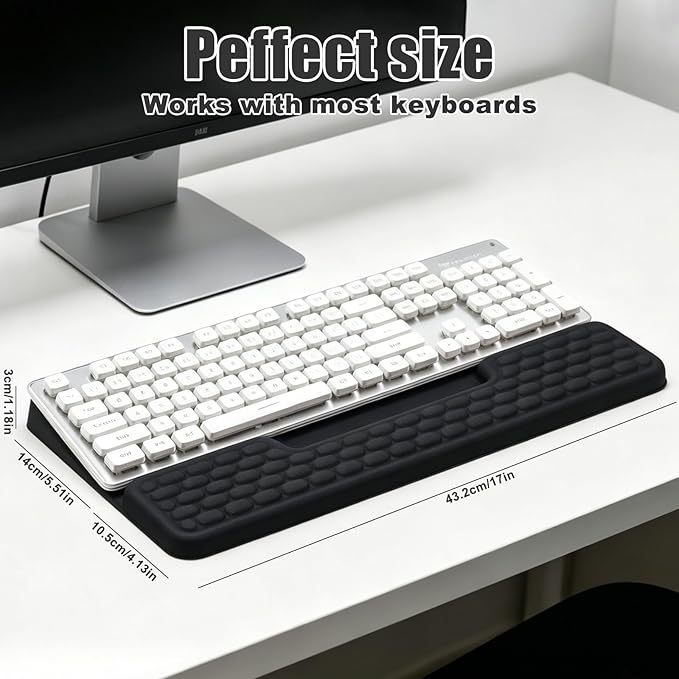 Keyboard Stand with Wrist Rest，Ergonomic Wrist Pad Memory Foam Keyboard Riser Holder Tray with Non-Slip Base, Pain Relief for Work Study Game (Black)