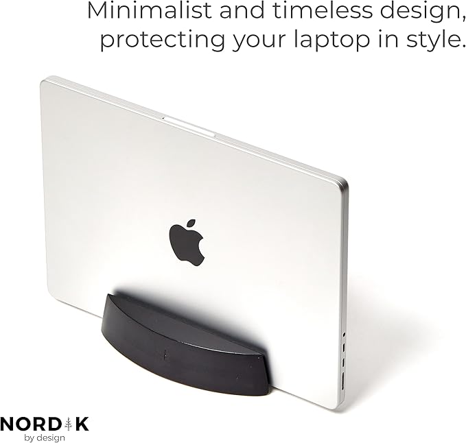 Black Leather Desk Mat and Black Vertical Laptop Stand - Black Monochrome Work from Home Laptop Set