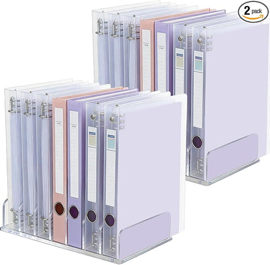 2 Pcs Acrylic Binder Organizer,7 Slots Desktop Binder File Organizer Shelf,Binder Holder for Desk,Workspace Organizers for Office,Home,School