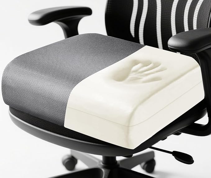 MINUPWELL 6" Extra Thick Office Chair Cushion, 2 Layers Memory Foam Adult Booster Seat Cushion, Thick Wheelchair Cushions, Thick Adult Booster seat Chair Cushion for Car Seat - 18x16x6in -（Grey）