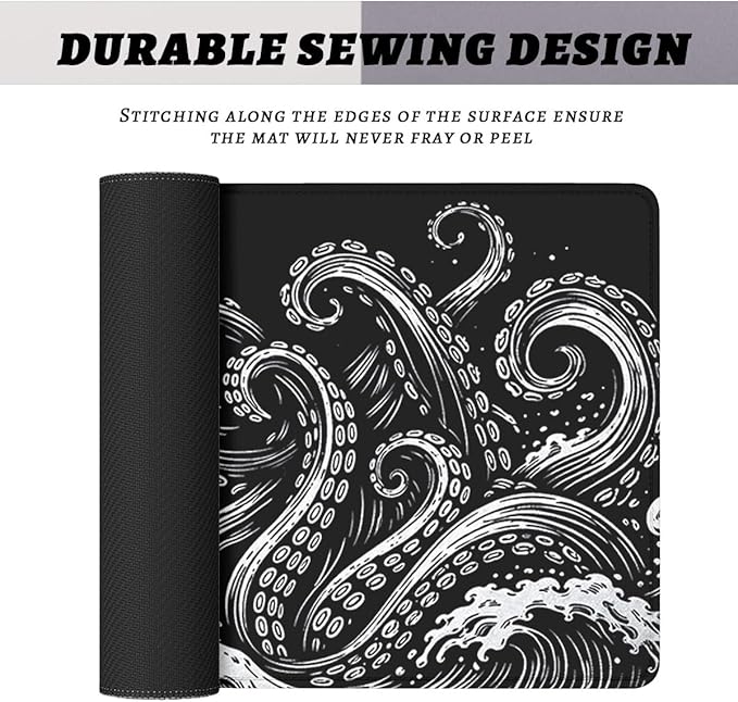 Dark Ocean Gaming Mouse Pad Kraken Wave Art Mousepad XL Large Gaming Mouse Pad Laptop Keyboard Mat Desk Pad Office Computer Keyboard Laptop 31.5"x11.8"