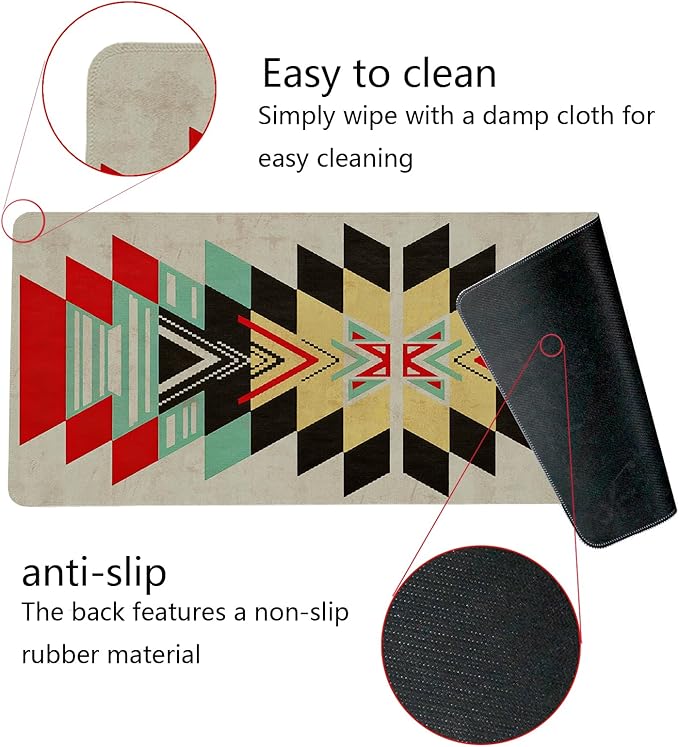 Western Mouse Pad,Western Desk Accessories,Retro Southwestern Mouse Pad,Vintage Aztec Tribal Kilim Desk Mat,Aesthetic Boho Ethnic Mousepad For Cowboy Home Office Dorm Desktop Decor,31.5x11.8 I