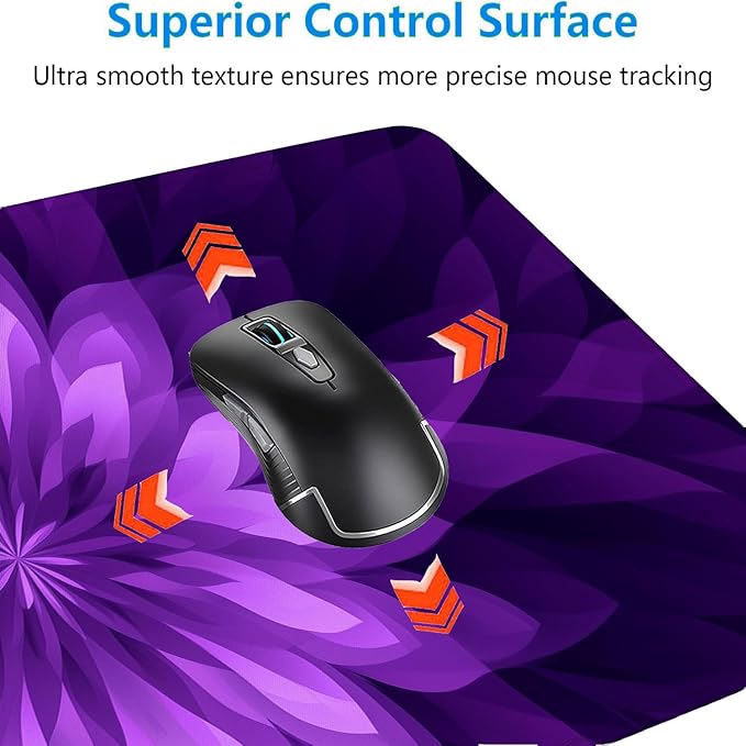 Purple Flower Gaming Mouse Pad Radiating Abstract Flowers Geometry Large Gaming Mouse Mat with Stitched Edges,Non-Slip Waterproof Rubber Base Mous Mat Office Computer Keyboard Laptop 31.5x11.8 Inch